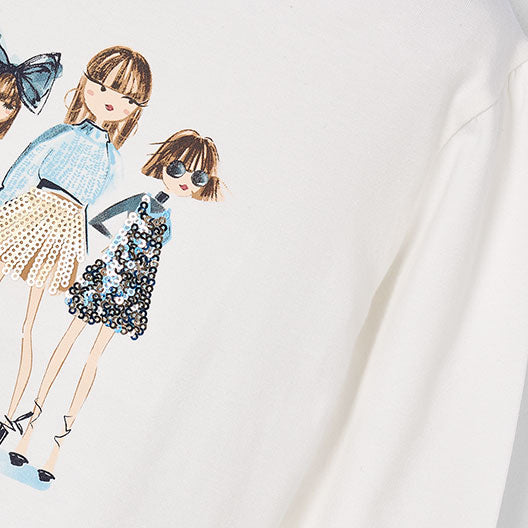 Mayoral L/s shirt dress Cream/Navy 4011