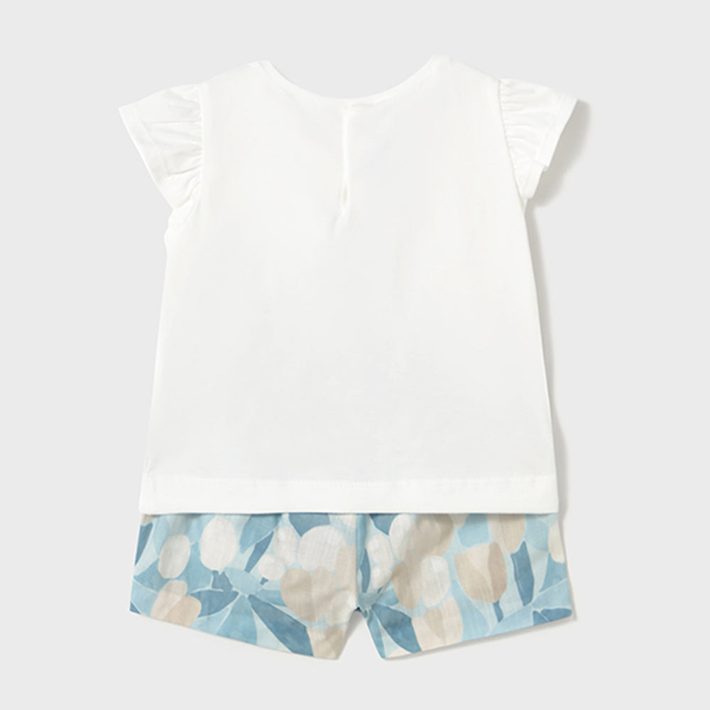 Mayoral Baby Girls Printed Shorts Set Sky 1237