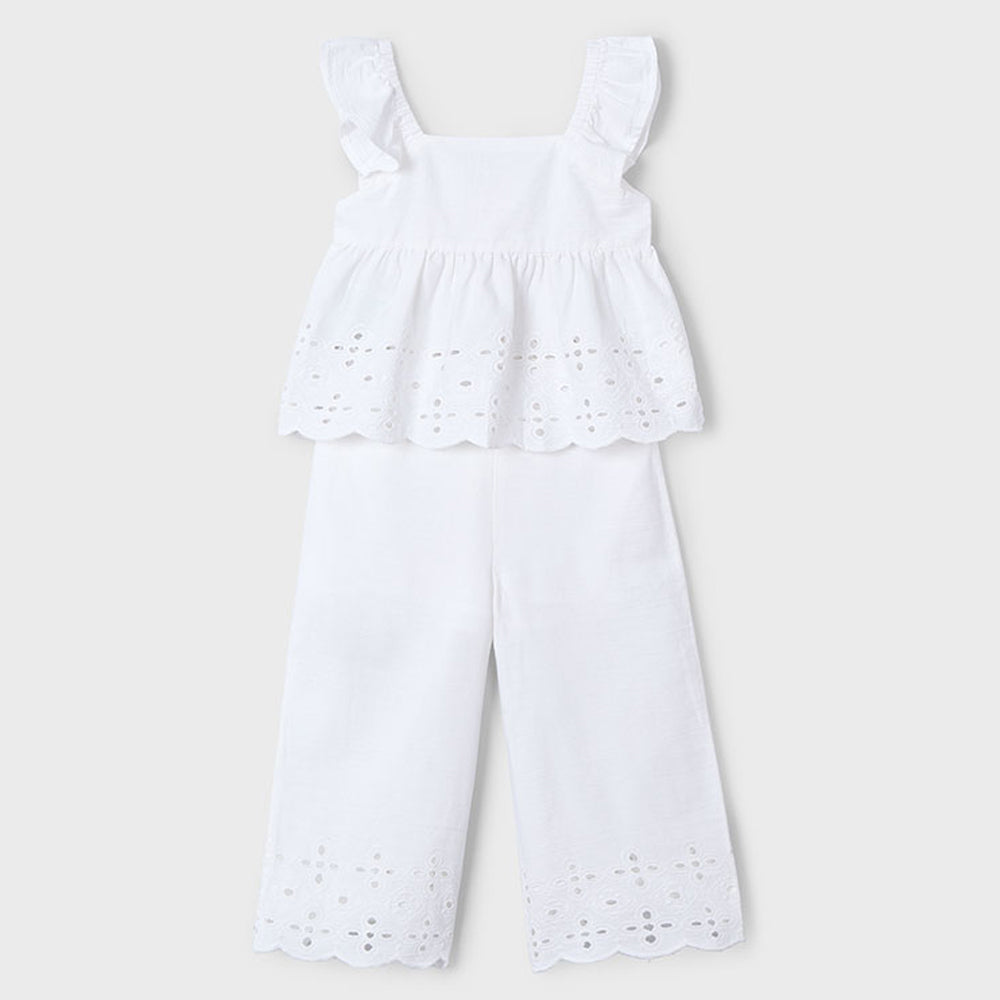 Mayoral Girls Pants Set White 3561