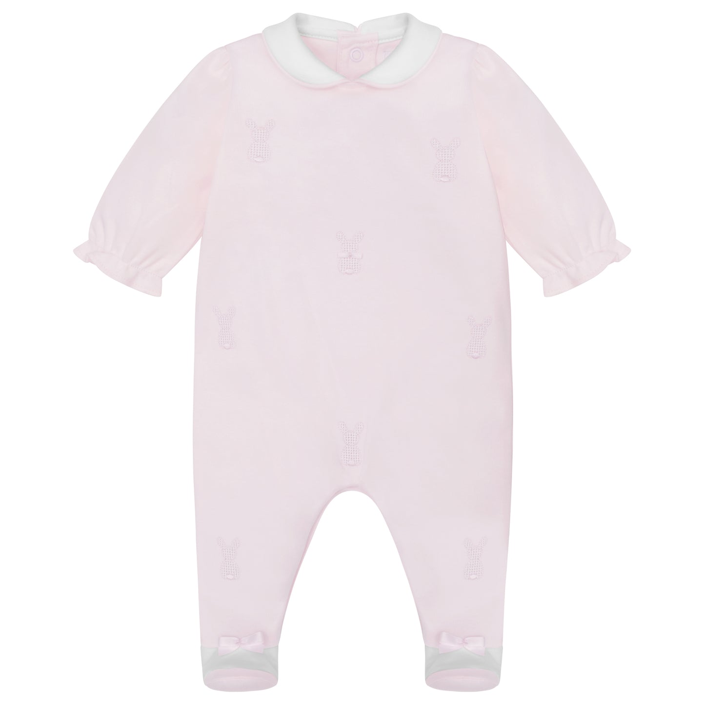Emile Et Rose Kallie Pink Interlock All In One With Collar, Embroidered Bunnies & Hat 2630PP