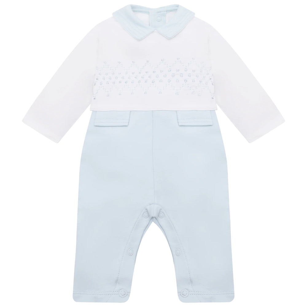 Emile Et Rose Lars Boys Pale Blue Bft Aio Zig-Zag Emb Yoke, Pocket Flaps & Collar 2646PB