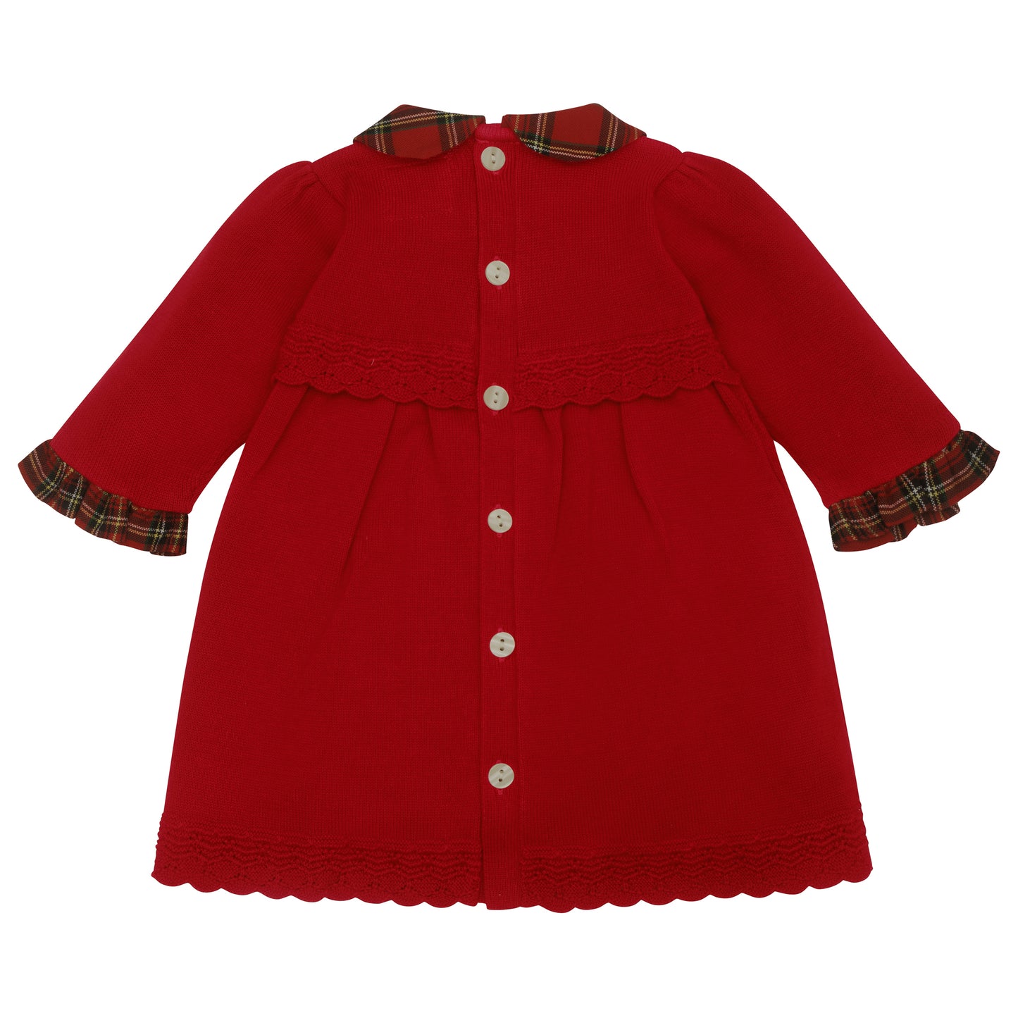 Emile Et Rose Kesia Red Knitted Dress With Tartan Collar, Slv Frills & Tights 8475RD