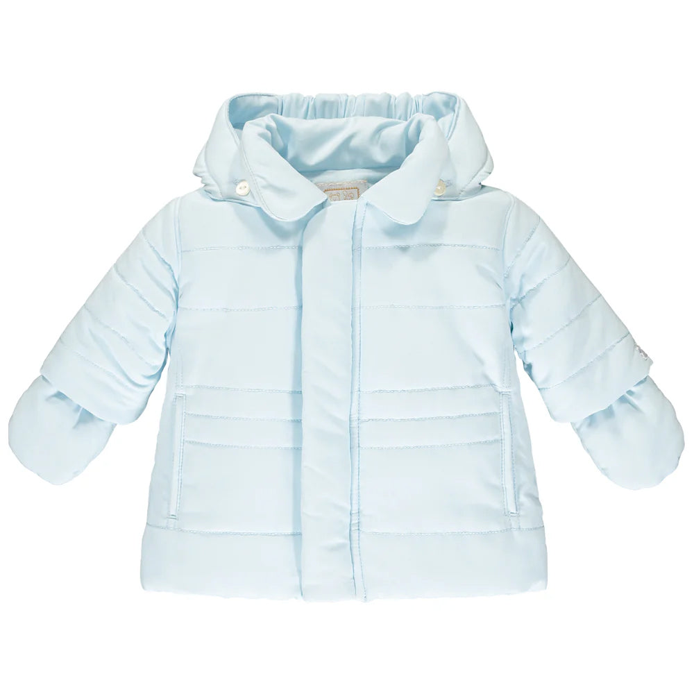 Emile et Rose Neil Blue Microfibre Jacket, detachable Hood & Mitts 9286PB