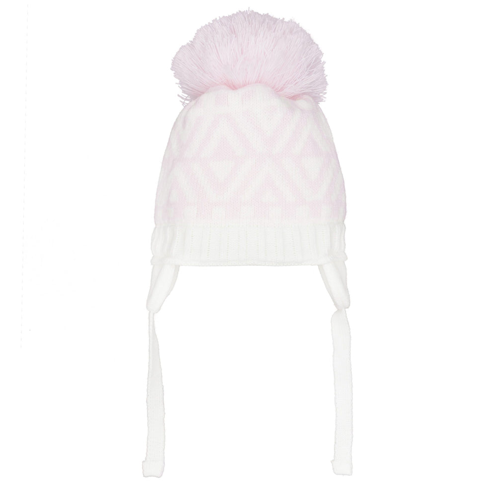 Pastels & Co Baley Pink/White Nordic Knit With Single Pom Pom A-