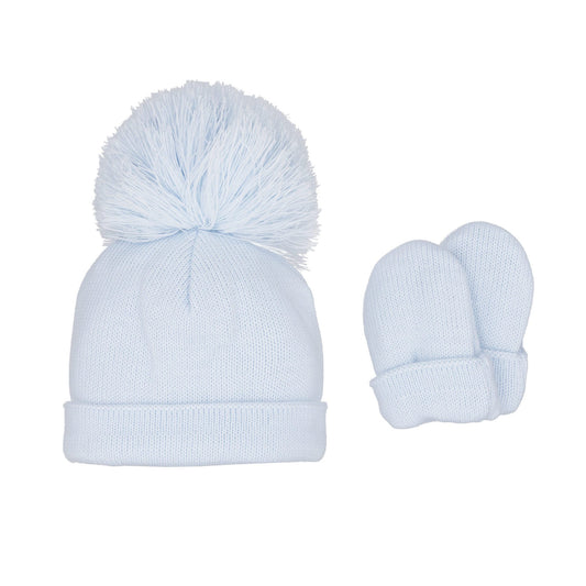 Pastels & Co Ashton Blue Jersey Hat And Mitt Set A-111L
