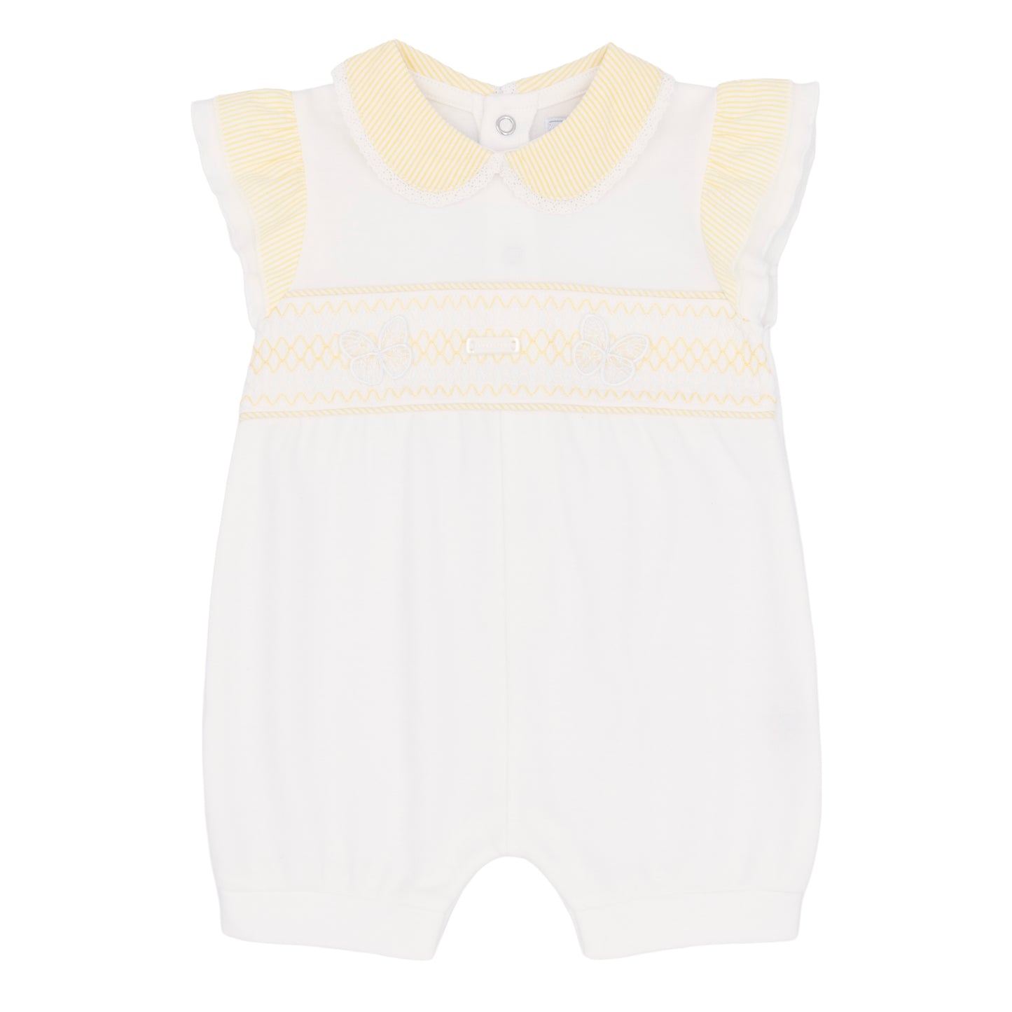 Amore Girls Smocked White/lemon Shortie White/lemon AM0077WL