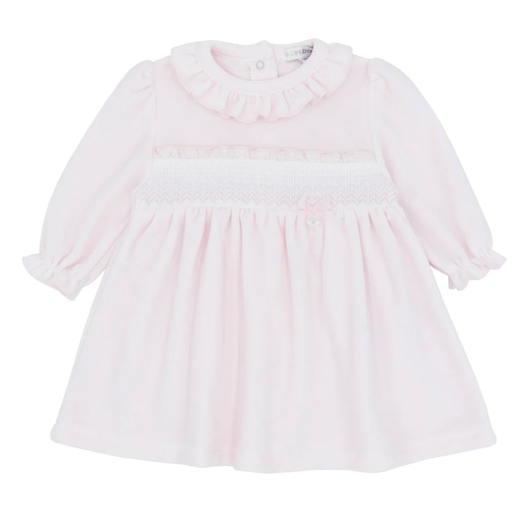 blues baby Beaumont Girls pink smocked velour dress BB2200