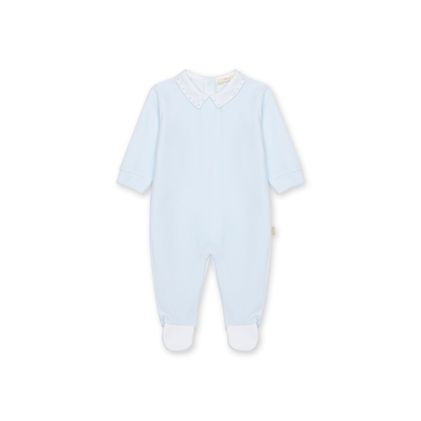 Baby Gi Boys Velour Babygrow with Piqué Collar Blue BG50B