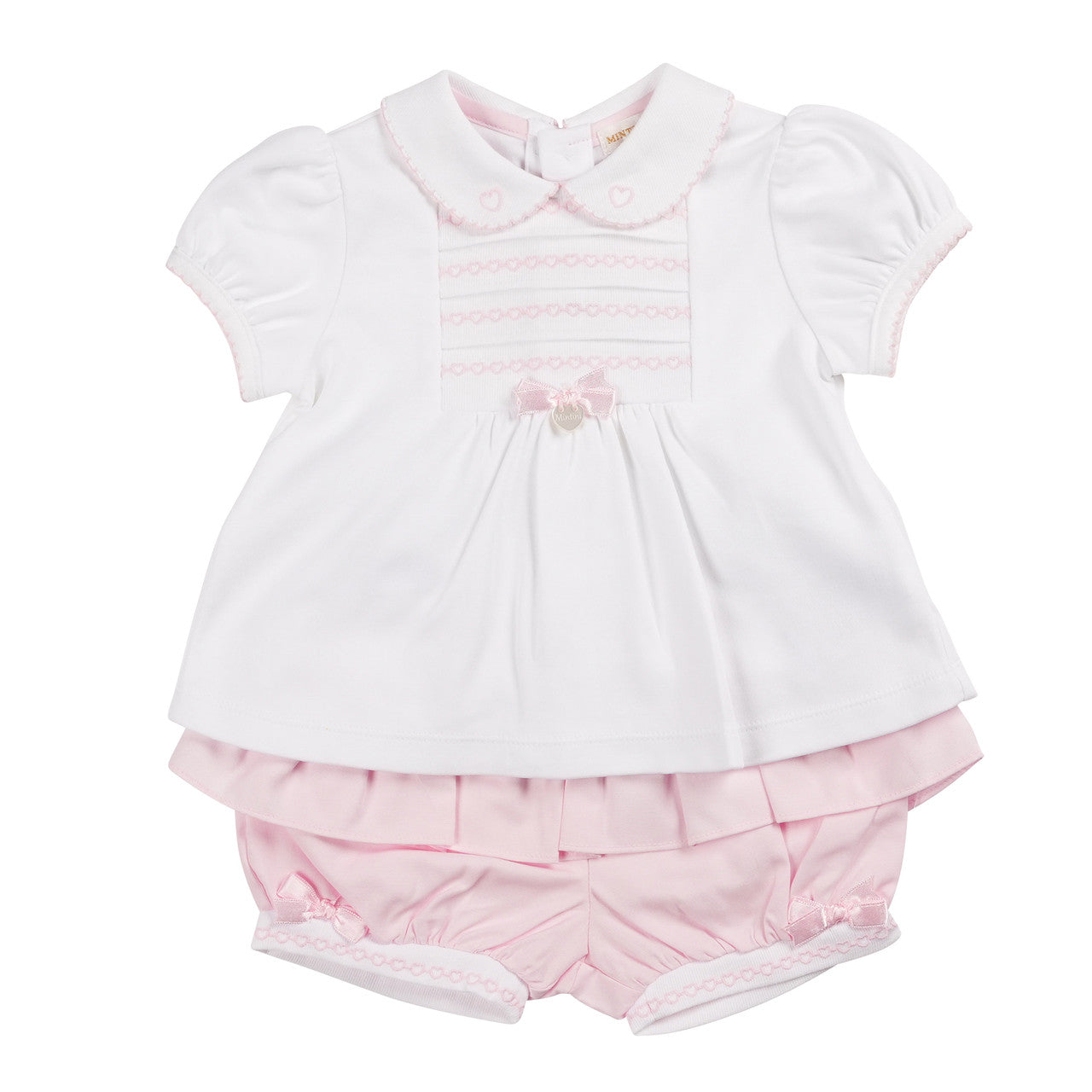 Mintini White/Pink Top & Bloomer Short Mb6337