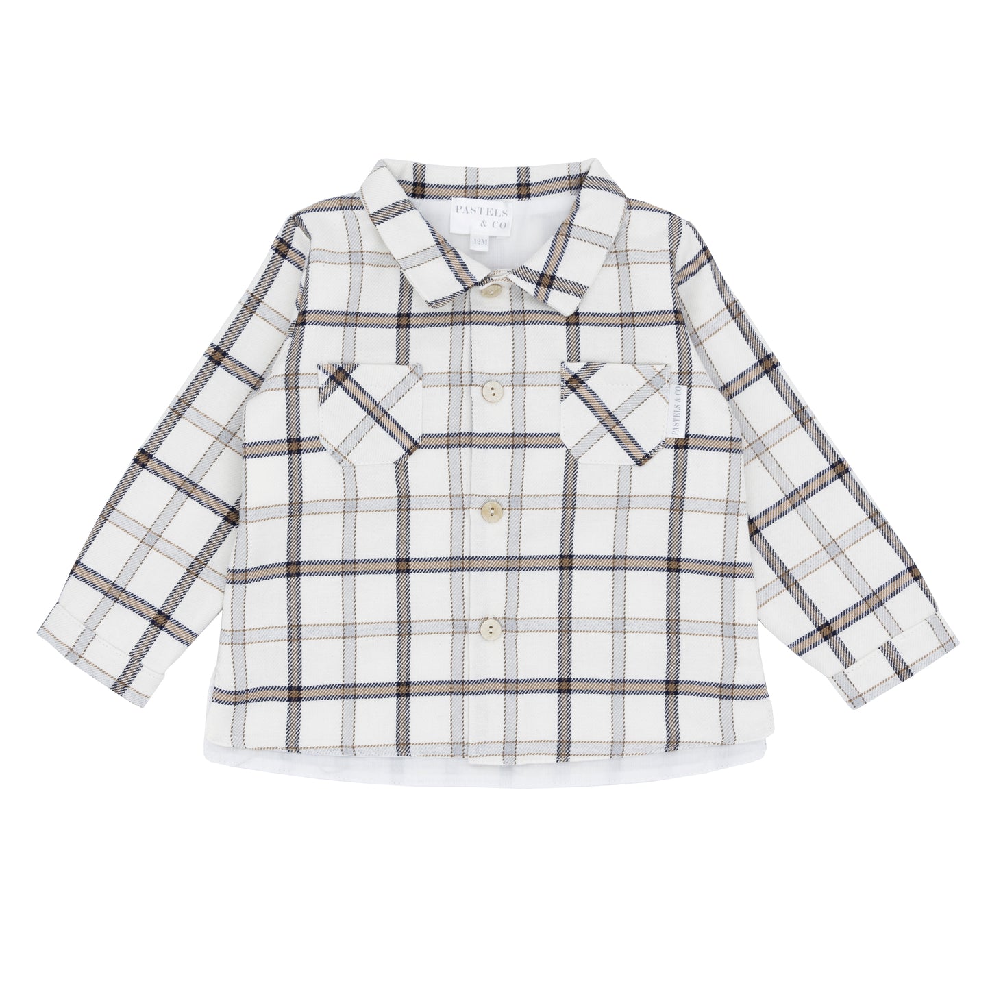 Pastels & Co Dailey Check And Tex Check Over Shirt Beige/Ivory Pa-302E?