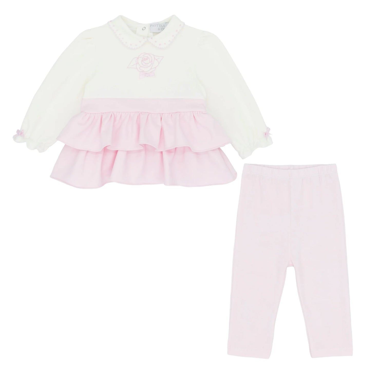 Pastels & Co Amanda Too Cute Frill Top Legging Set Pink Pa-309J
