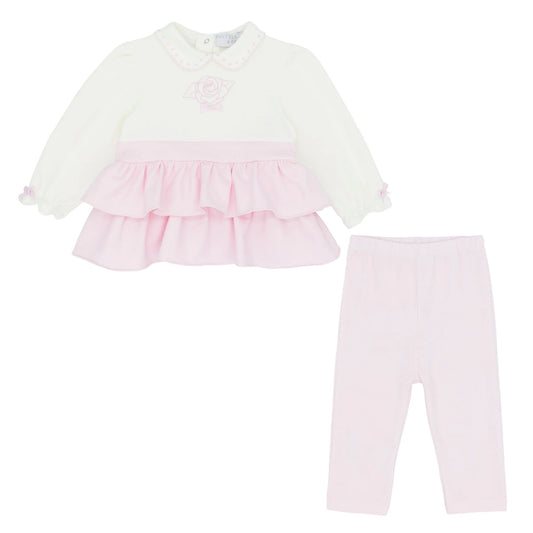 Pastels & Co Amanda Too Cute Frill Top Legging Set Pink Pa-309J