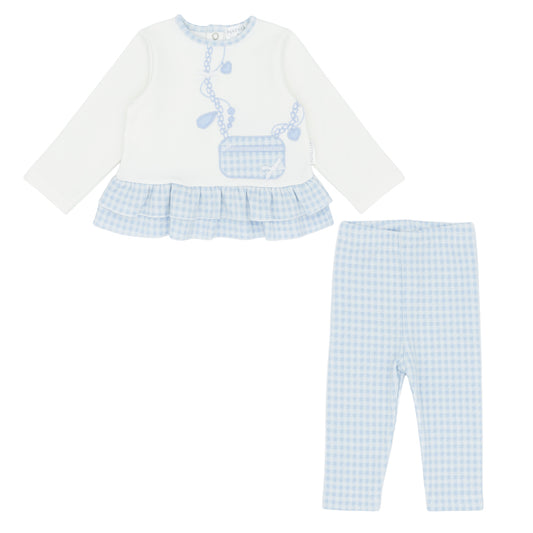 Pastels & Co Cora Pretty Preppy Chic Check Sweatshirt And Leggings Set Blue Pa-311G