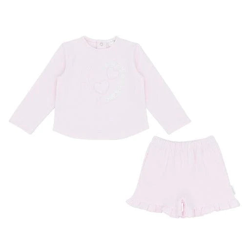 Pastels & Co Daisy Belle Fleur Top And Shorts Set Pink Pa-312C