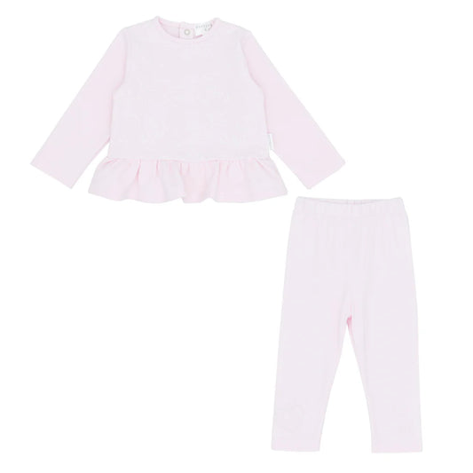 Pastels & Co Clover Belle Fleur Frill Top And Leggings Pink Pa-312D