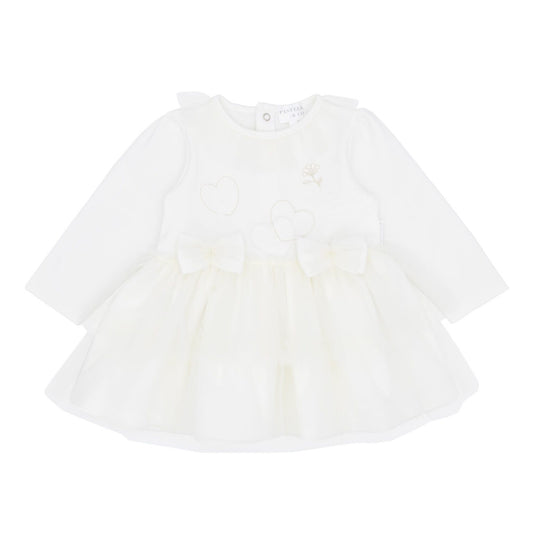 Pastels & Co Diana Belle Fleur Dress With Tulle Skirt Ivory Pa-312K