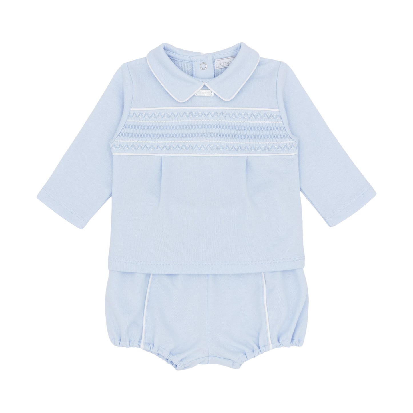 Amore Boys Smocked Jam Pant Set Blue AM0121 - front