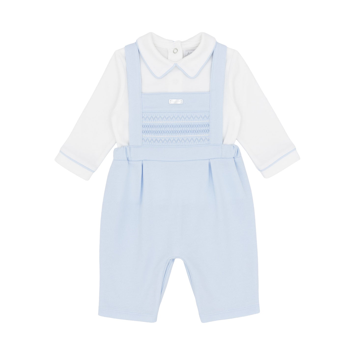 Amore Boys Smocked Dungaree Set Blue AM0123 - front