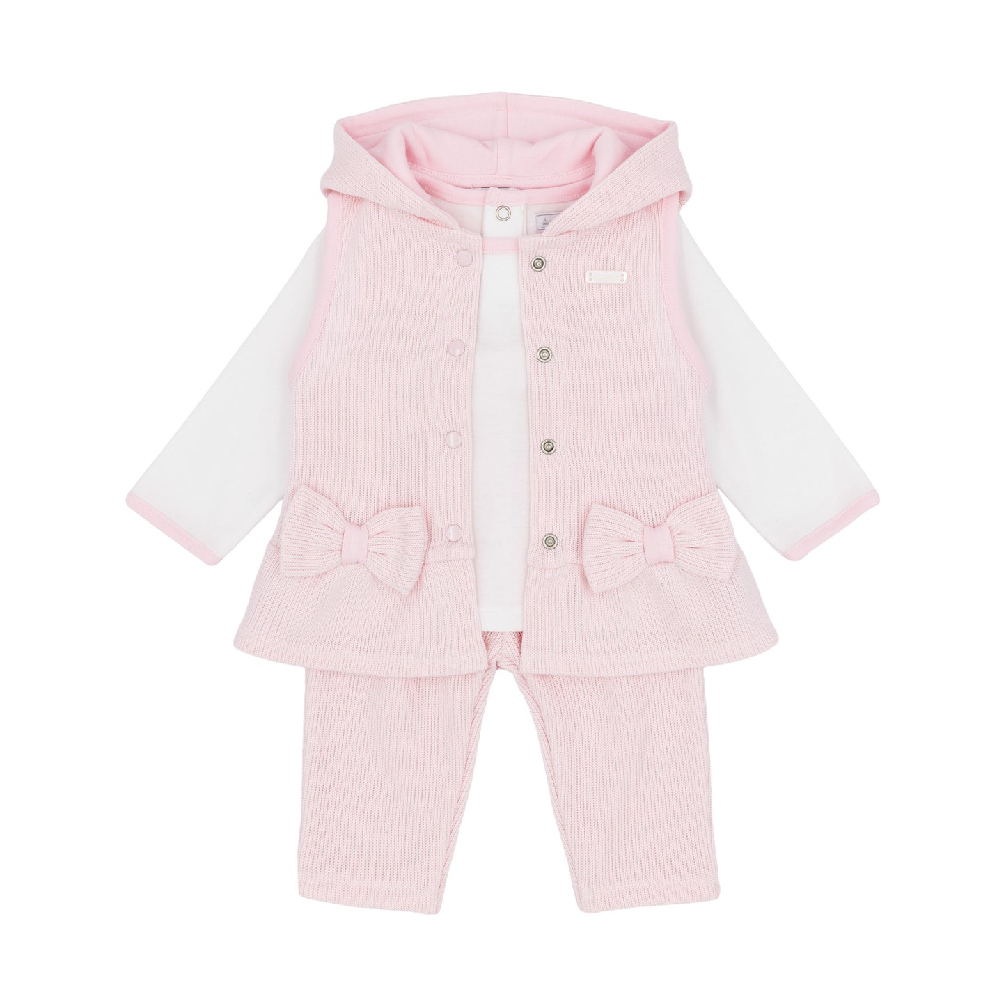 Amore Girls Knitted 3 Piece Set Pink AM0124 - front
