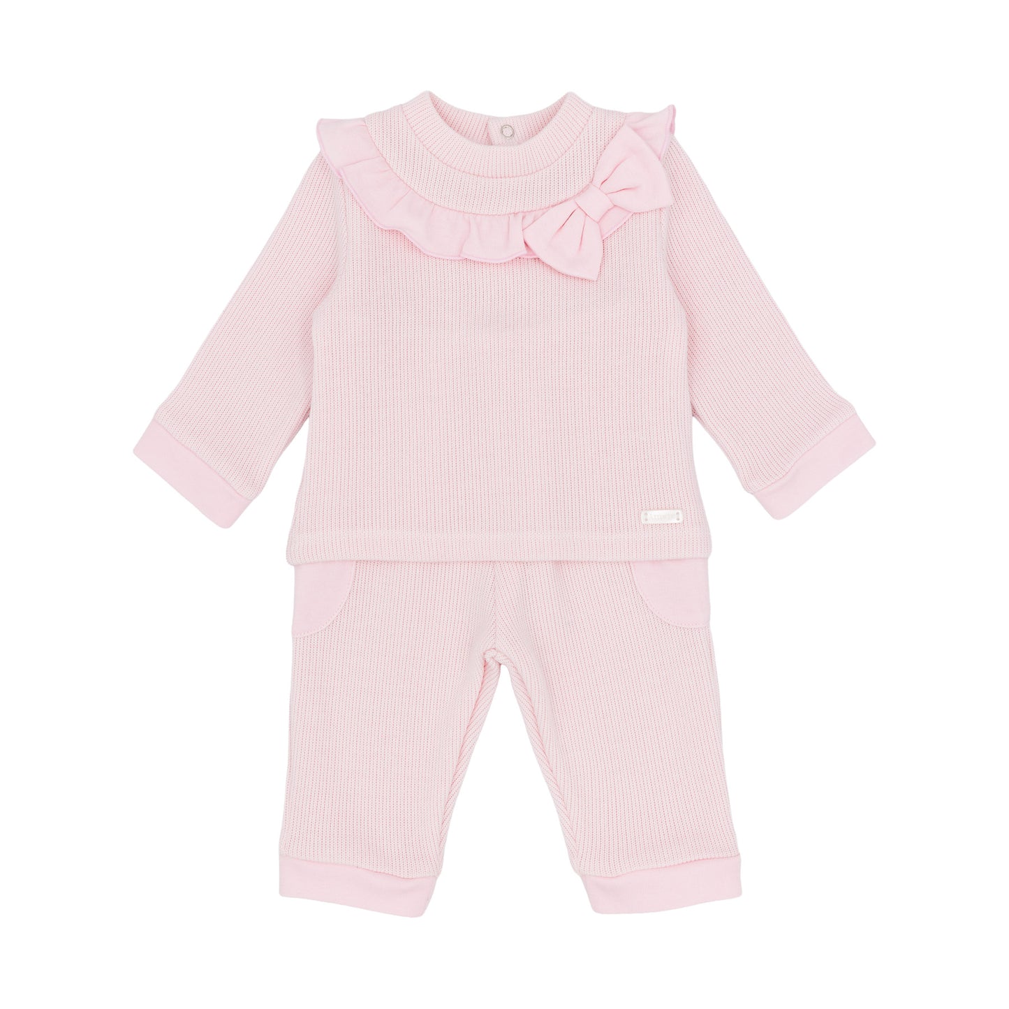 Amore Girls Knitted Jog Set Pink AM0126 - front