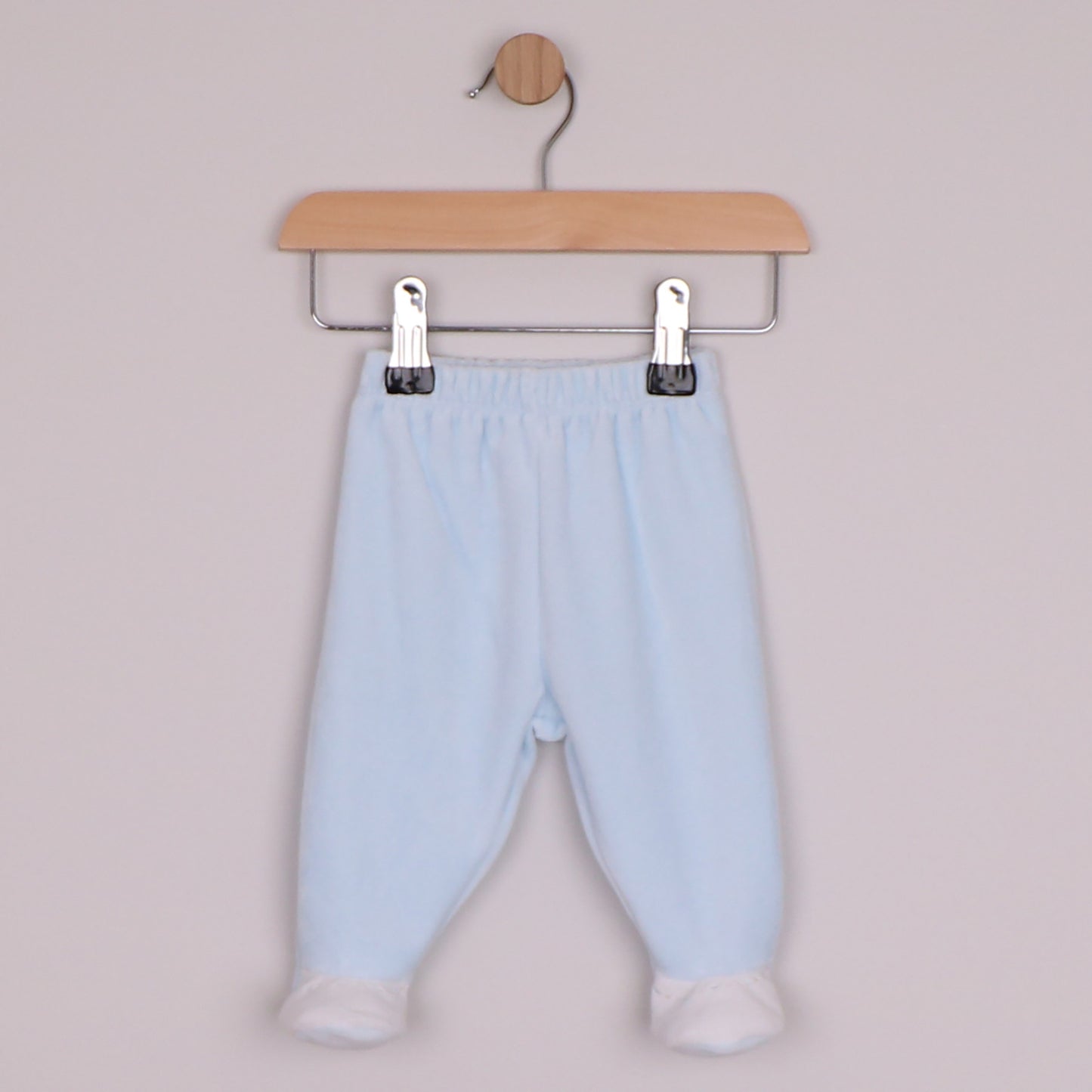Emile et Rose Boys Mason Velour 2 Piece with Embroidered Trim, Pocket & Leggings with Feet Pale Blue 6519PB – additional d