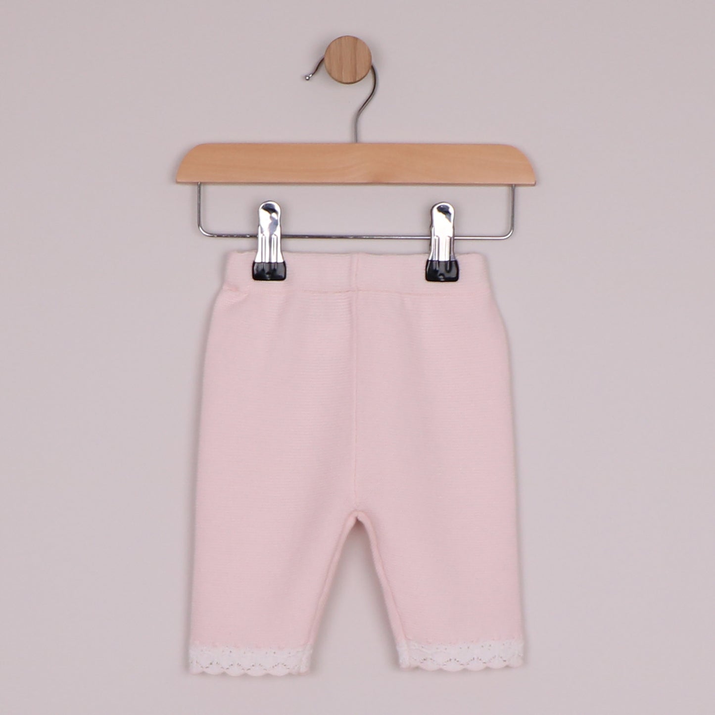 Emile et Rose Girls Melanie Knitted 2 Piece with Crocheted Lace Edge Top & Trouser Pale Pink 6525PP – additional d