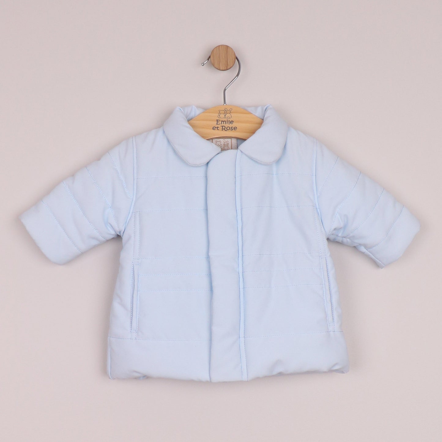 Emile et Rose Boys Neil Microfibre Jacket, Detachable Hood & Mitts Pale Blue 9286PB – additional c