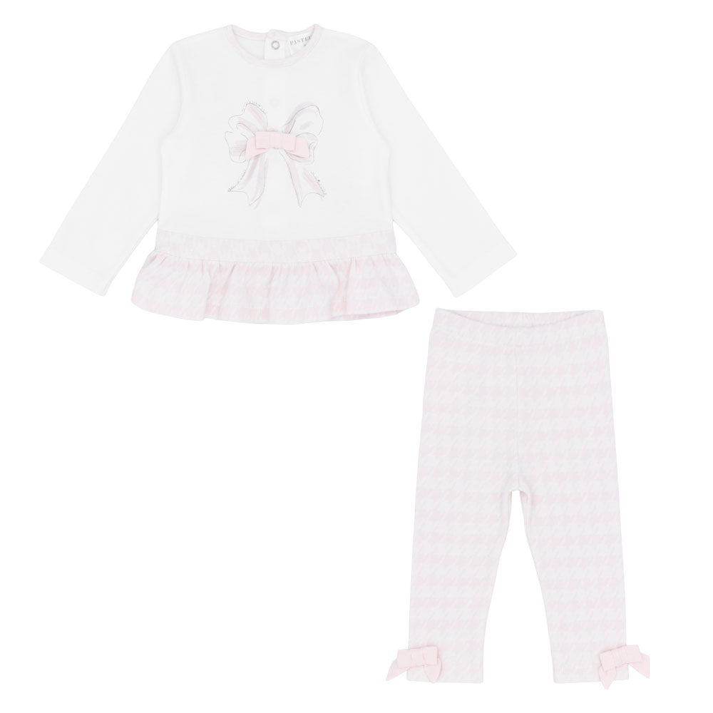 Pastels & Co Girls Miranda Bow Legging Set Pink PA-20-02U – front view