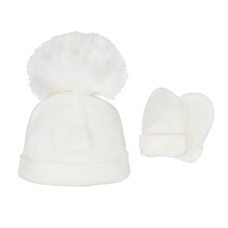 Pastels & Co Ashton Off White Jersey Hat With Mitt Set A-111L