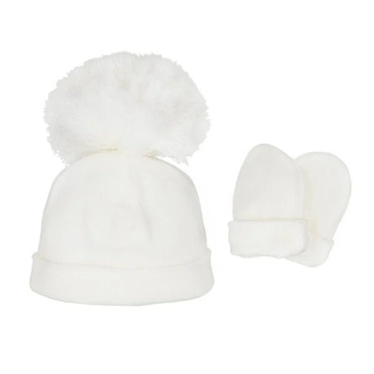 Pastels & Co Ashton Off White Jersey Hat With Mitt Set A-111L