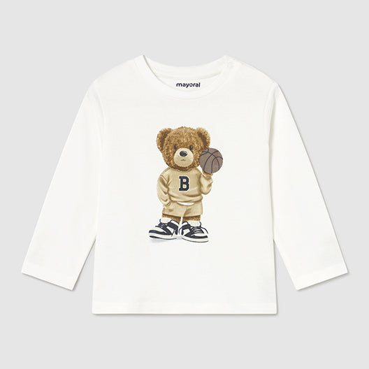 Mayoral L/s shirt bear Cream 2058
