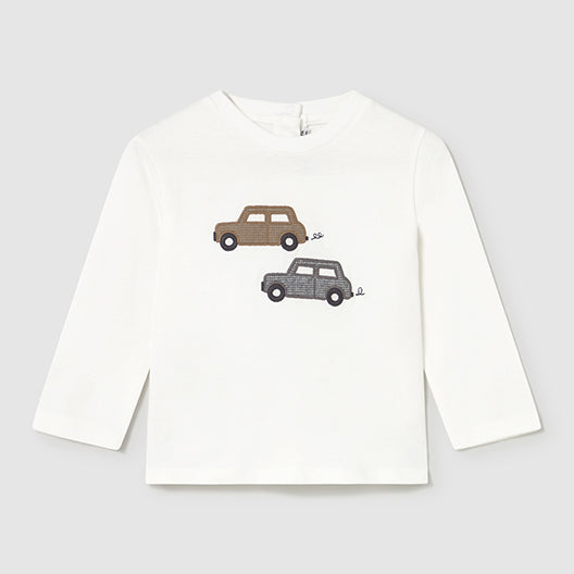 Mayoral L/s t-shirt knit applique Cream/Fog 2072