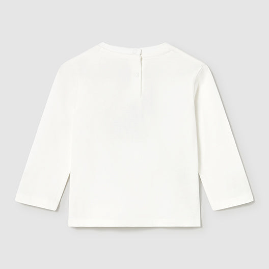 Mayoral L/s t-shirt knit applique Cream/Fog 2072
