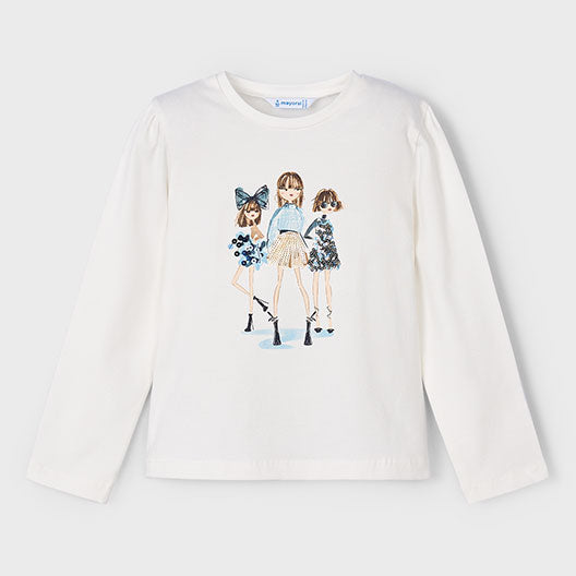 Mayoral L/s shirt dress Cream/Navy 4011