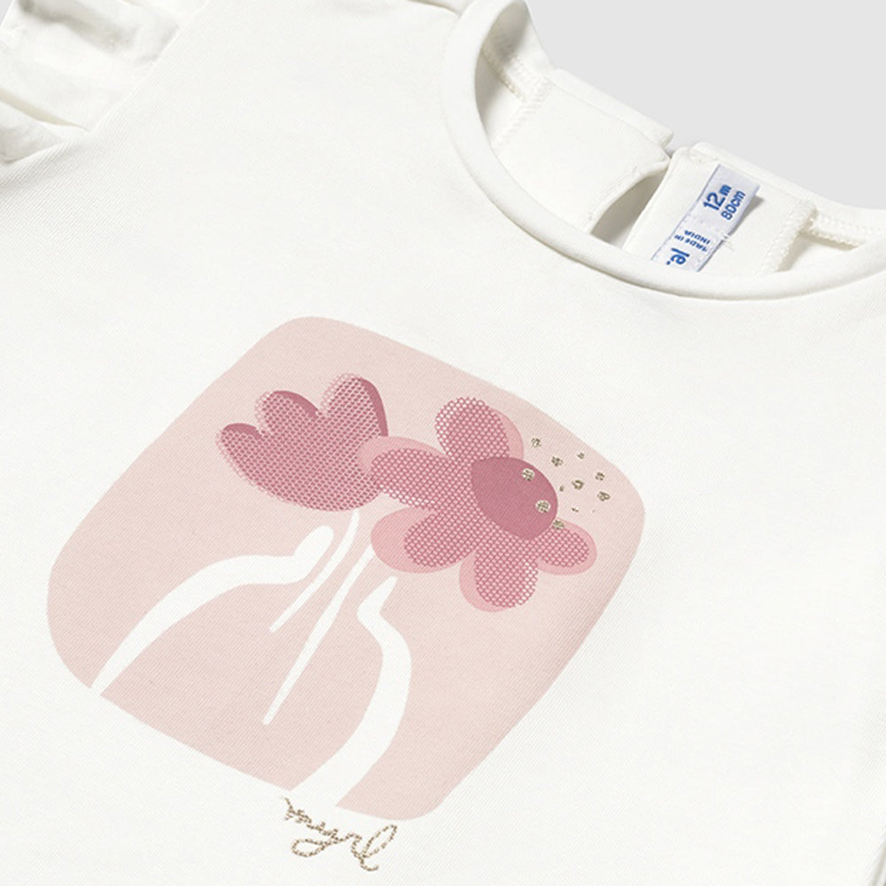 Mayoral Baby Girls S/S T-Shirt Natur-Pink 1042