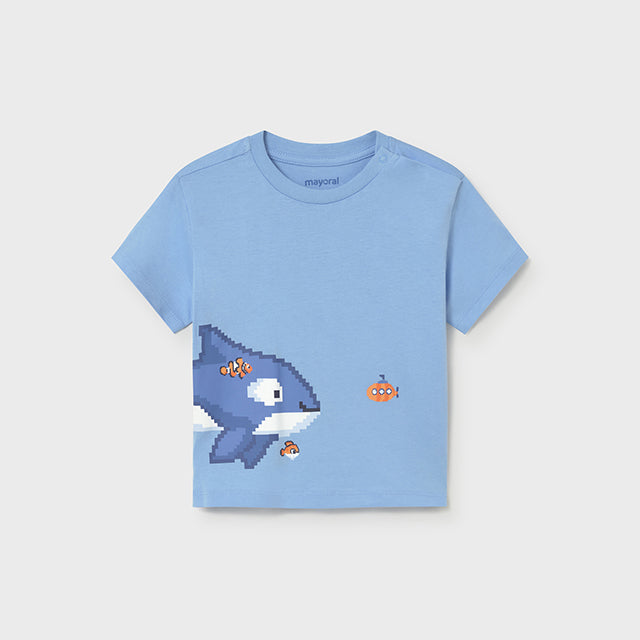 Mayoral Sky blue Positioned T-Shirt Short Sleeve 1013
