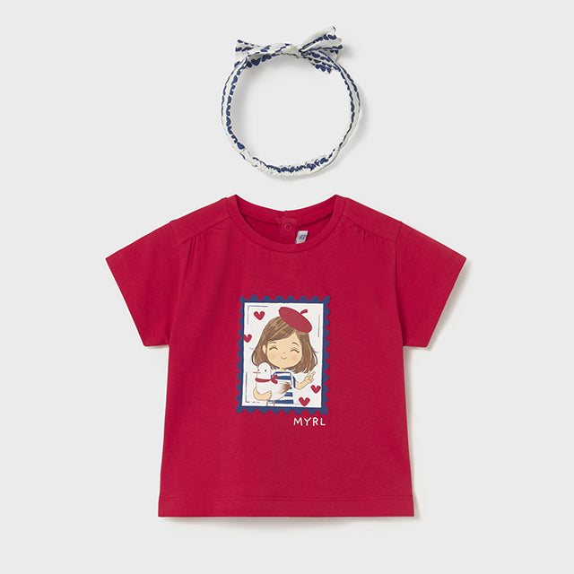 Mayoral Red Short Sleeve T-Shirt w/ headband 1081
