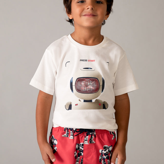 Mayoral Cream Lenticular T-Shirt Short Sleeve 3065