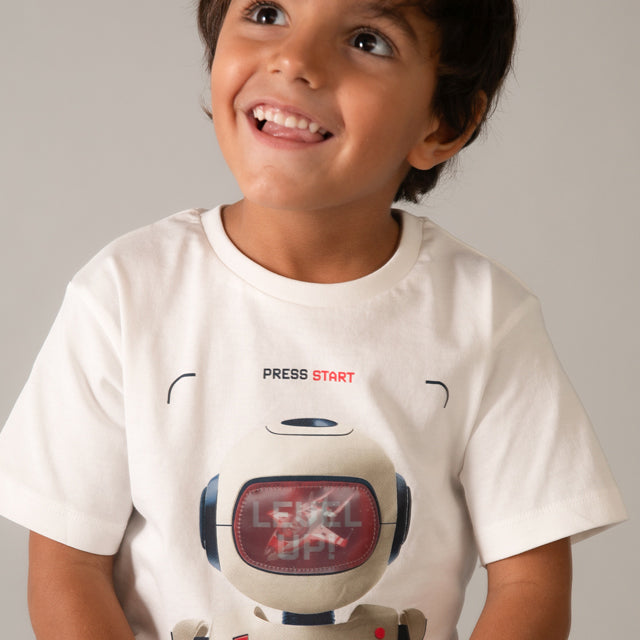 Mayoral Cream Lenticular T-Shirt Short Sleeve 3065