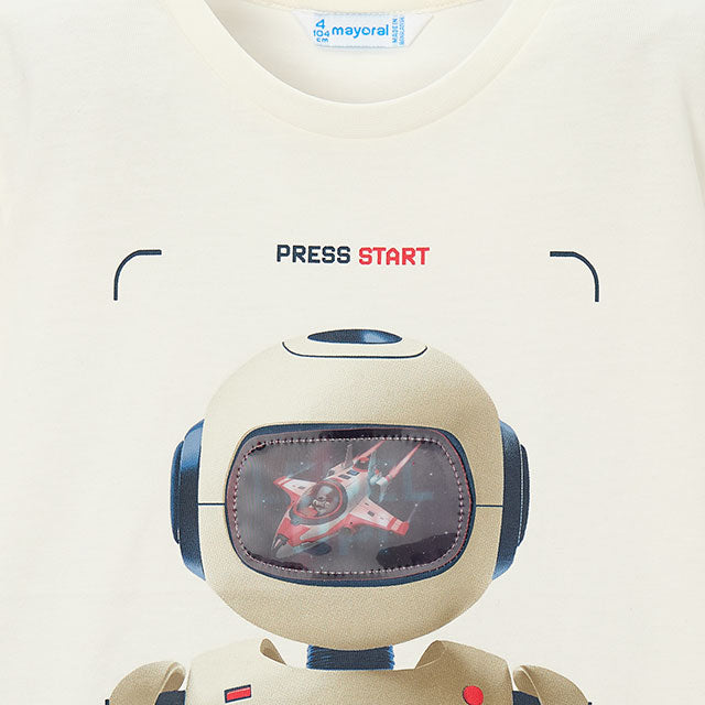 Mayoral Cream Lenticular T-Shirt Short Sleeve 3065