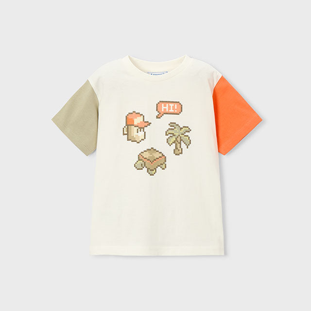 Mayoral Cream-Oran Short Sleeve T-Shirt 3076