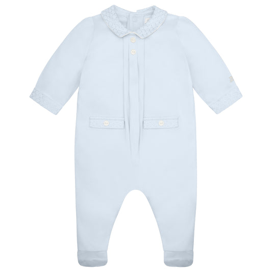 Emile Et Rose Kenny Blue Interlock All In One, Check Embroidered Collar, Cuffs & Pocket Flaps 2615PB