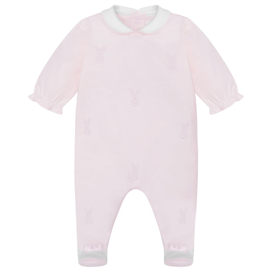 Emile Et Rose Kallie Pink Interlock All In One With Collar, Embroidered Bunnies & Hat 2630PP