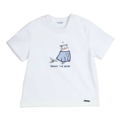 Gymp Boys T-Shirt Aerobic Sunny the Seal White/Blue 353-6269-20