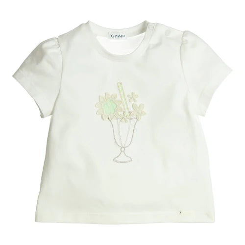 Gymp Girls T-Shirt Aerobic Milkshake Off White/Green 353-6286-10