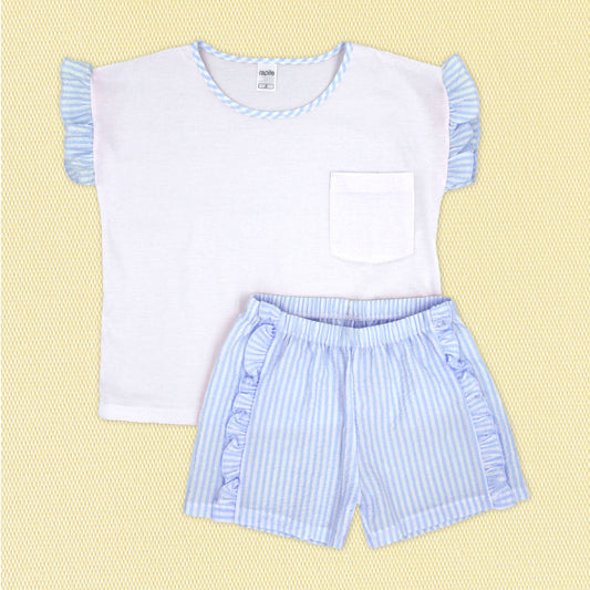 Rapife Girls T-Shirt & Bermuda Sky Blue 4151S26