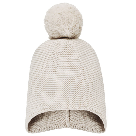 Emile Et Rose Kenton Stone Knitted Hat With Ear Flaps & Pom-Pom 4790ST
