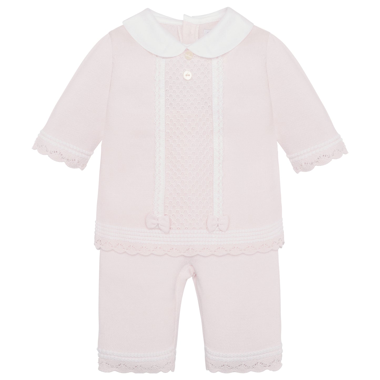 Emile Et Rose Kacey Pink Knit 2 Piece, Central Lace Panel, Pretty Hems & Trousers 6517PP