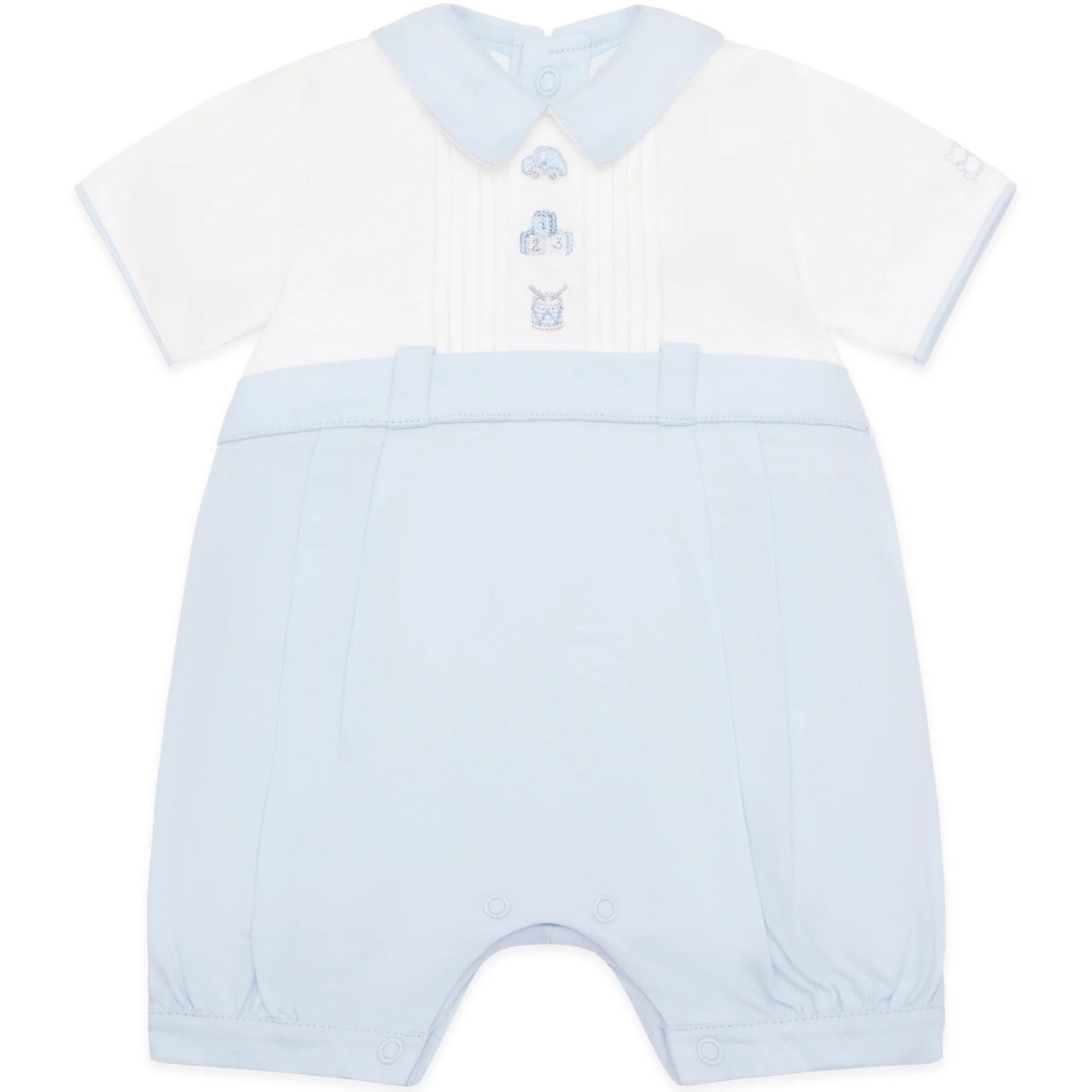 Emile Et Rose Romper With Pleated Yoke & Nursery Toy Jarvis Blue 7338PB