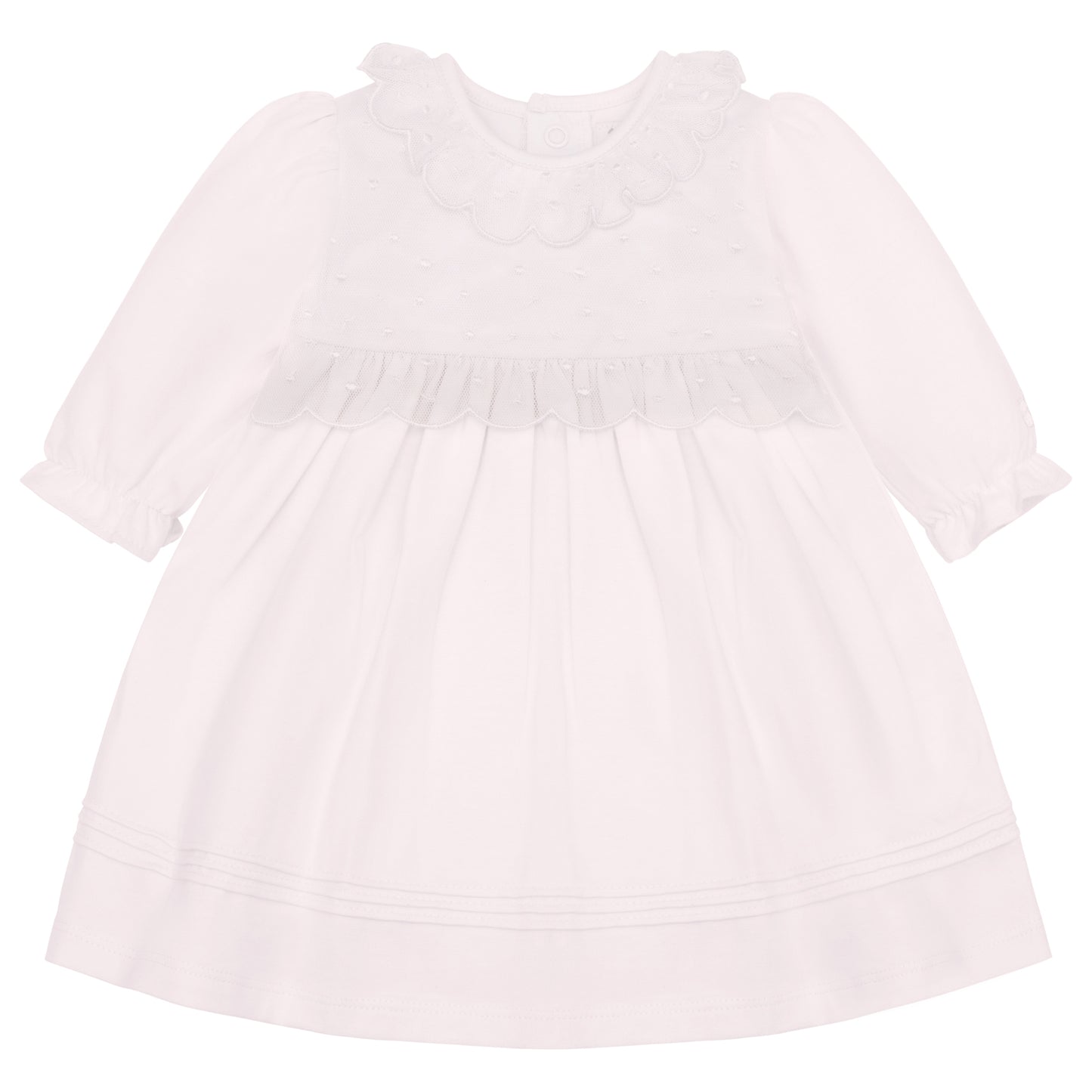 Emile Et Rose Kara Pink Stretch Jersey Dress With Embroidered Tulle Overlay & Tights 8469PP